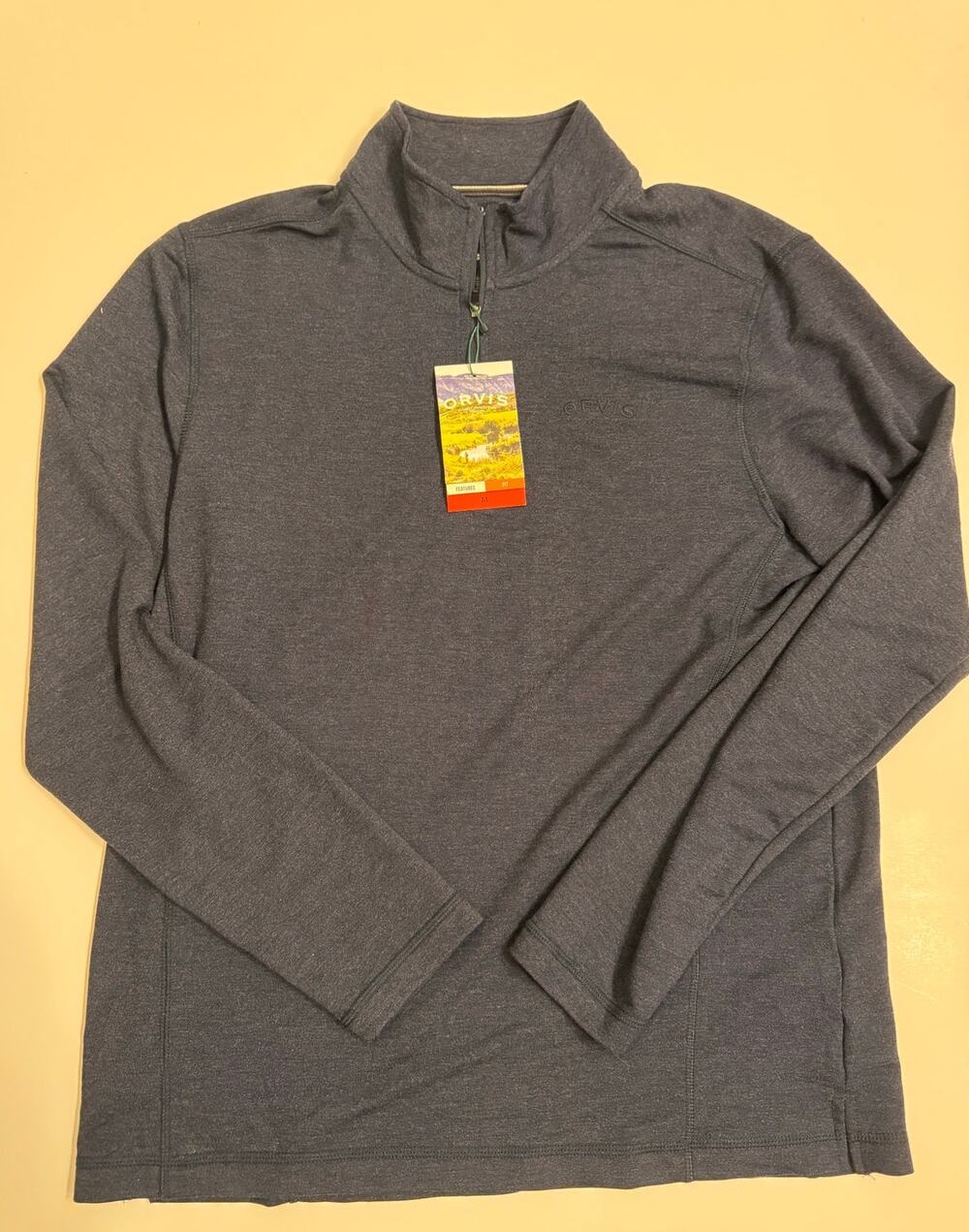 NWT Orvis Men's 1/4 Zip French Terry Navy Blue Sz M